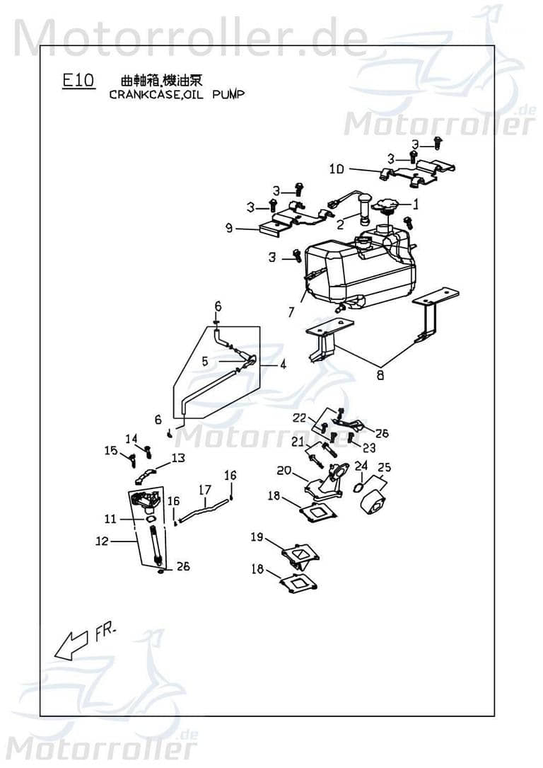 Ölpumpe Öl-Pumpe PGO TR3 50 P10810010001 Motorroller.de Dreiradroller T-Rex Big Max G-Max Bugrider BR 50