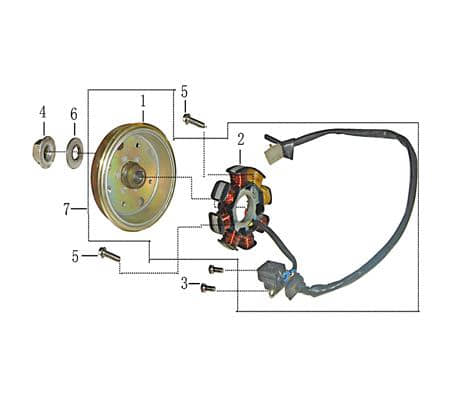 Lichtmaschine AC6 8 Spulen mit Polrad 88mm außen 50ccm 4Takt 704132 Motorroller.de Stator Ankerplatte Anker-Platte Stromerzeuger Strom-Generator Rex