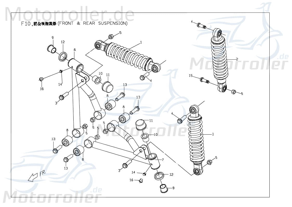 PGO Buchse D=15,5mm X-RIDER 150 Hülse Quad ATV 150ccm 4Takt Motorroller.de Distanzhülse Lagerbuchse Distanz-Hülse Distanzbuchse Passhülse Passbuchse