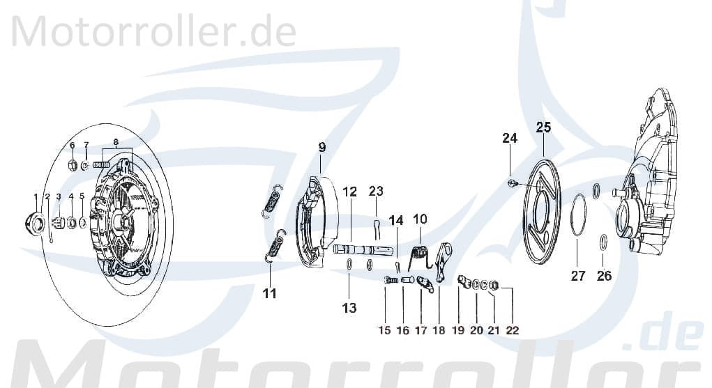 Kreidler STAR Deluxe 4S 200 Abdeckung Bremse 200ccm 4Takt 721035 Motorroller.de Kappe Deckel Schutz Verkleidung Platte Cover Blende Schutzhaube LML