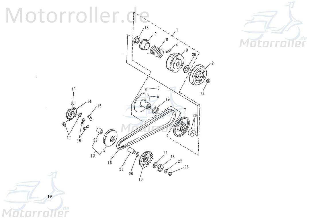 Riemenscheibe 95mm außen 2T 50cc 1E40QMB AC/LC AWA-1PE4