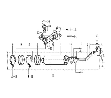Stützhalter ohne Lager 275mm Einbaulänge AGM 125ccm 4Takt Motorroller.de 152QMI Scooter Fighter 125 Fighter 125 Sport Ersatzteil Service Inpektion