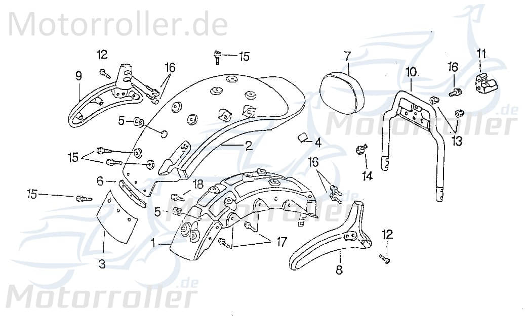 SMC Chopper 125 Spritzschutz 125ccm 4Takt 41442-CHP-00 Motorroller.de Schutzblech Schmutzfänger Schutz-Blech Radabdeckung Radlauf Spritzlappen Scooter