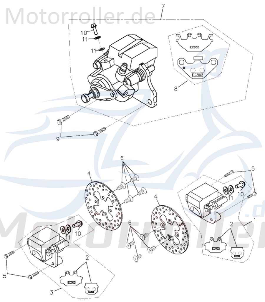 Bremsbeläge hinten Adly Bremsbelag Bremsklötze 272ccm 4Takt Motorroller.de Bremsbacken Bremsschuhe Bremsbelagsatz Bremssteine Bremsbackensatz Brake