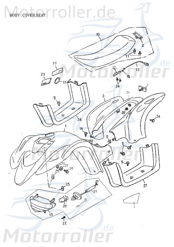 Adly ATV 50 II Utility Isolationsdichtung 50ccm 2Takt 17221-155-000 Motorroller.de Verkleidung hinten Minarelli liegend Quad ATV 50 II Utility XXL AC