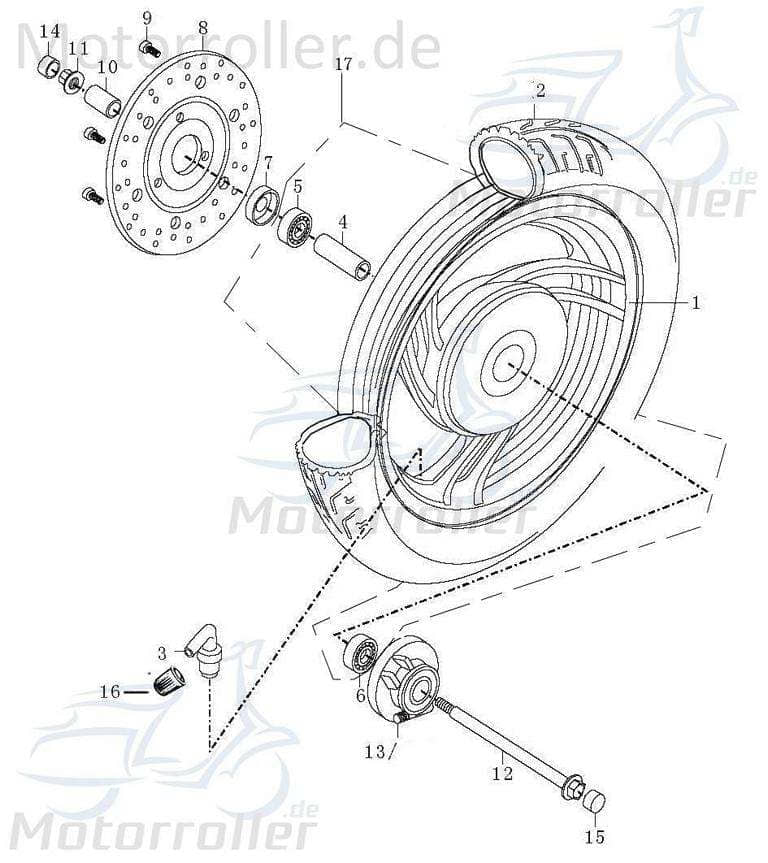 Buchse Radachse vorn 10x20x18mm für Felge AGM 50ccm 4Takt Motorroller.de vorn links Hülse Distanzhülse Lagerbuchse Distanz-Hülse Distanzbuchse 139QMB
