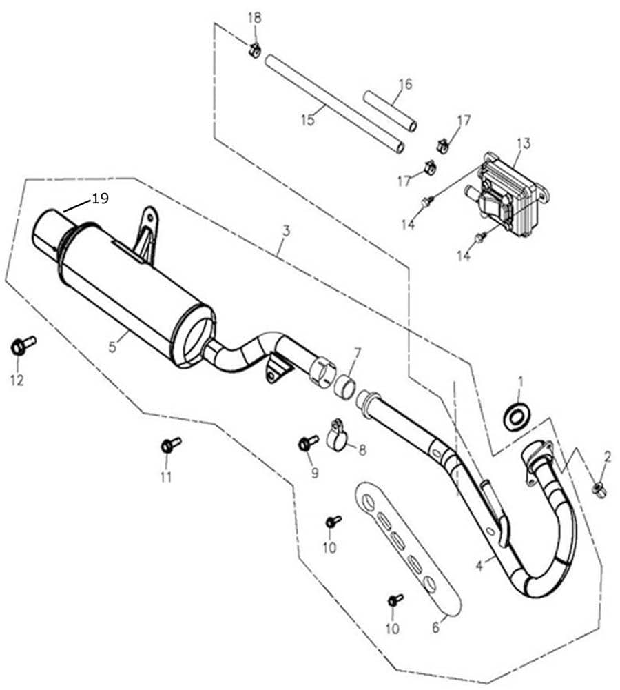 Auspuff Adly ATV 300 Crossroad Sentinel Endtopf 272ccm 4Takt Motorroller.de Endschalldämpfer Auspuffanlage Auspuff-Anlage Auspufftopf Auspuffendtopf