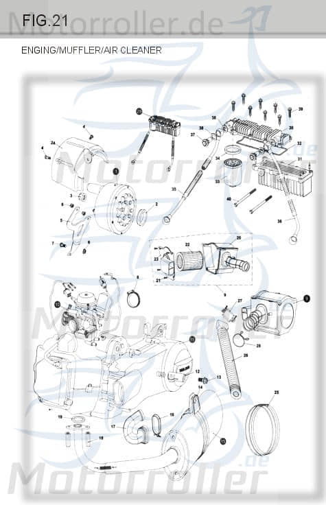 Ölkühler mit Ölfilter Tongjian Strassenbuggy 150 4.000.028 Motorroller.de Eppella ECM TBM Twister Hammerhead Wangye Kasea Buggy