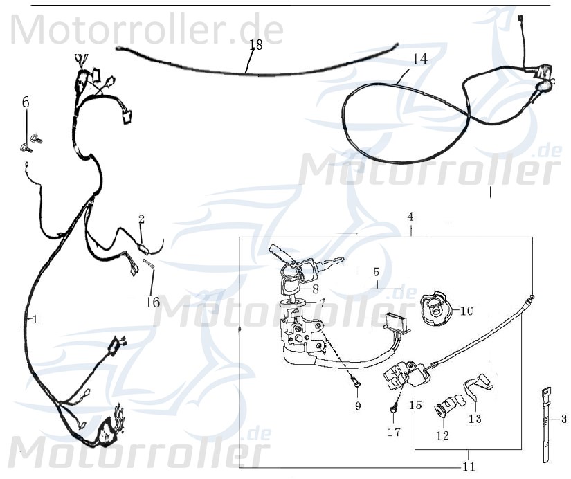 Batteriekabel minus Länge=420mm schwarz AGM 50ccm 4Takt Motorroller.de Massekabel Elektrokabel Batterieleitung Minuskabel Akkukabel 139QMB Scooter