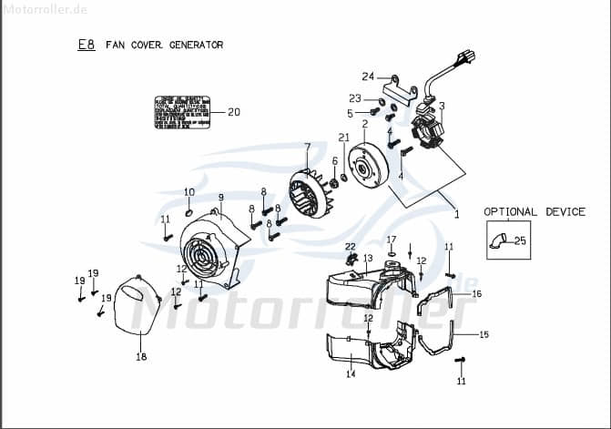 PGO Lichtmaschine Stecker 3-polig 2x1-polig 125ccm 4Takt Motorroller.de Stator Ankerplatte Anker-Platte Stromerzeuger Strom-Generator Licht-Maschine