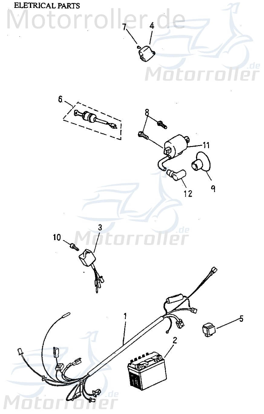 Starterrelais 12V 30A 4-Pol Pin 4x6mm 50ccm ABR-38501-105-001 Motorroller.de Startrelais Magnetschalter Anlasserrelais Anlasser-Relais Starter-Relais