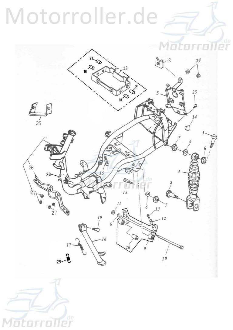 Adly Haltebügel Super Sonic 50 Befestigung Halter 50ccm 2Takt Motorroller.de Träger Halterung Befestigungsbügel Halteblech Topcaseträger Scooter