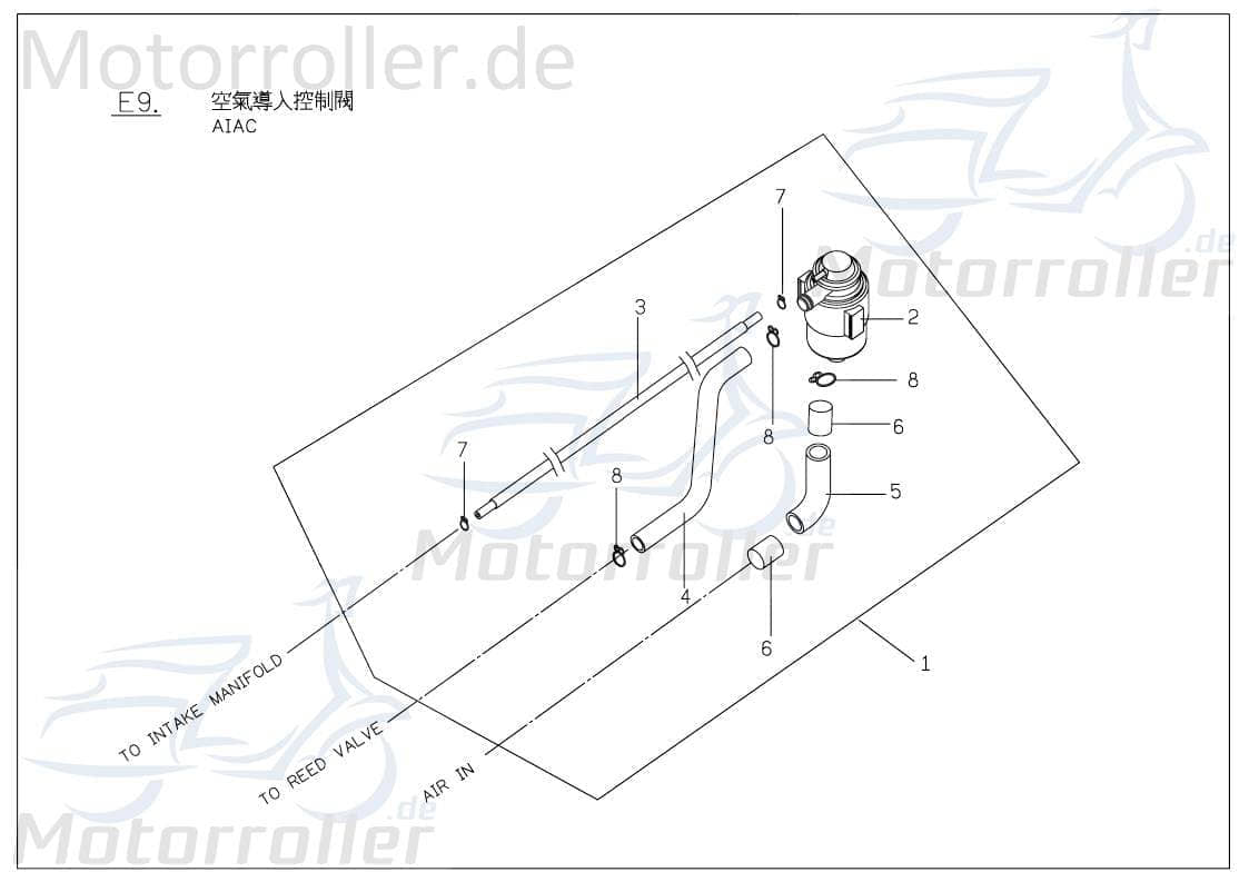 PGO Entlüftungsschlauch B 150ccm Bugrider 250 250ccm 4Takt Motorroller.de Ablaufleitung Entlüftungs-Schlauch 125ccm-4Takt Buggy G-Max 150 Ersatzteil