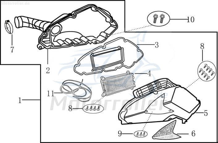 Zierkappe Luftfilterdeckel 50ccm 4Takt Jonway 2200901-5 Motorroller.de Zierabdeckung Dekokappe 50ccm-4Takt Scooter Monaco 125 Race Urban Moped Service