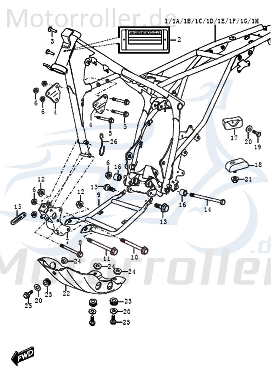 Supermoto Enduro 125 Flanschmutter 125ccm 2Takt 09159Q060004 Motorroller.de M6 Sechskantmutter Bundmutter Sechskant-Mutter Flansch-Mutter Bund-Mutter