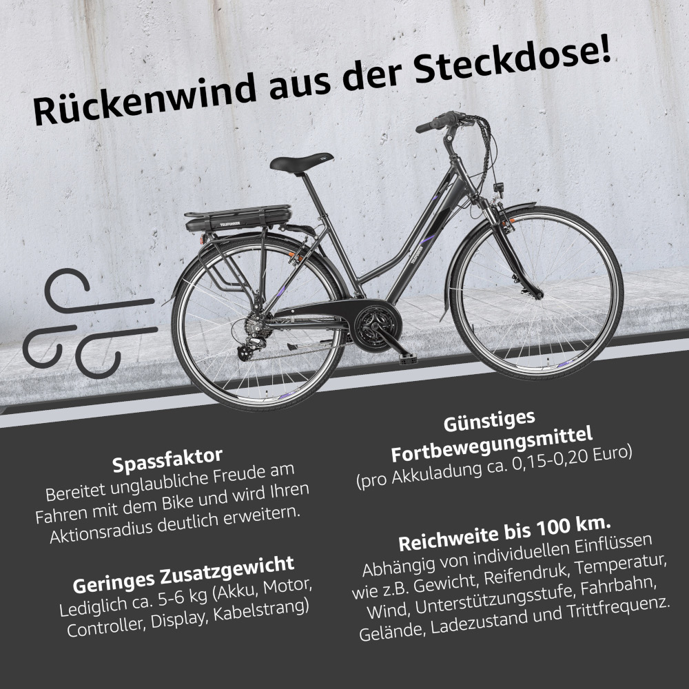 E-Bike Telefunken XT480 Expedition Elektrofahrrad Trekking-Pedelec anthrazit 28" RH 48cm E-Fahrrad Trekkingrad Damenrad