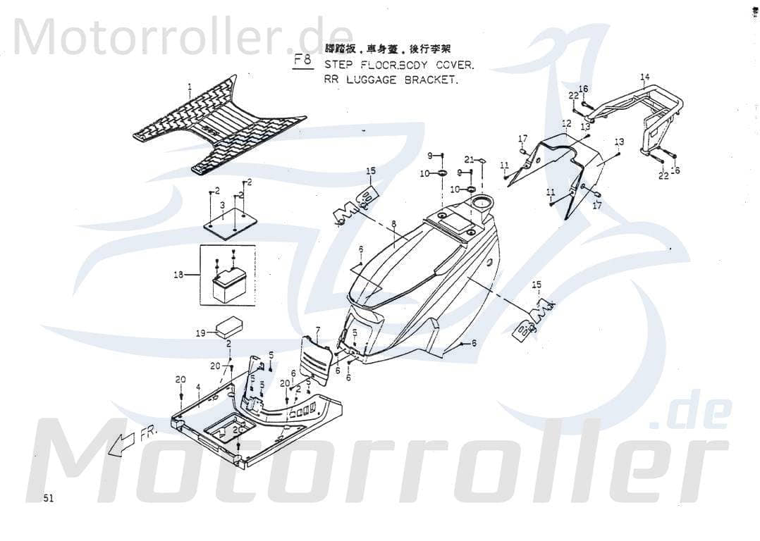 PGO Sechskantschraube M8x50mm Big Max 50 Halter 50ccm 2Takt Motorroller.de Befestigung Halterung Flachkopfschraube Sechskant-Schraube Bundschraube