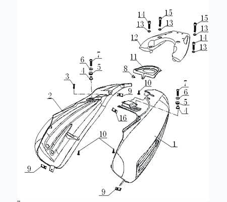 Heckverkleidung links Heckabdeckung Motorroller 730521