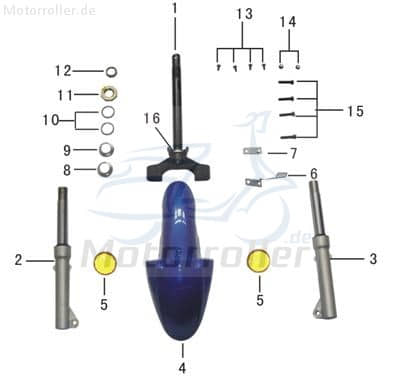 Eppella Eppella Scoody 20 Stoßdämpfer vorn links 50ccm elektro ZW-P-03 Motorroller.de vorne Federbein Frontstoßdämpfer Gabelbein Vorderstoßdämpfer