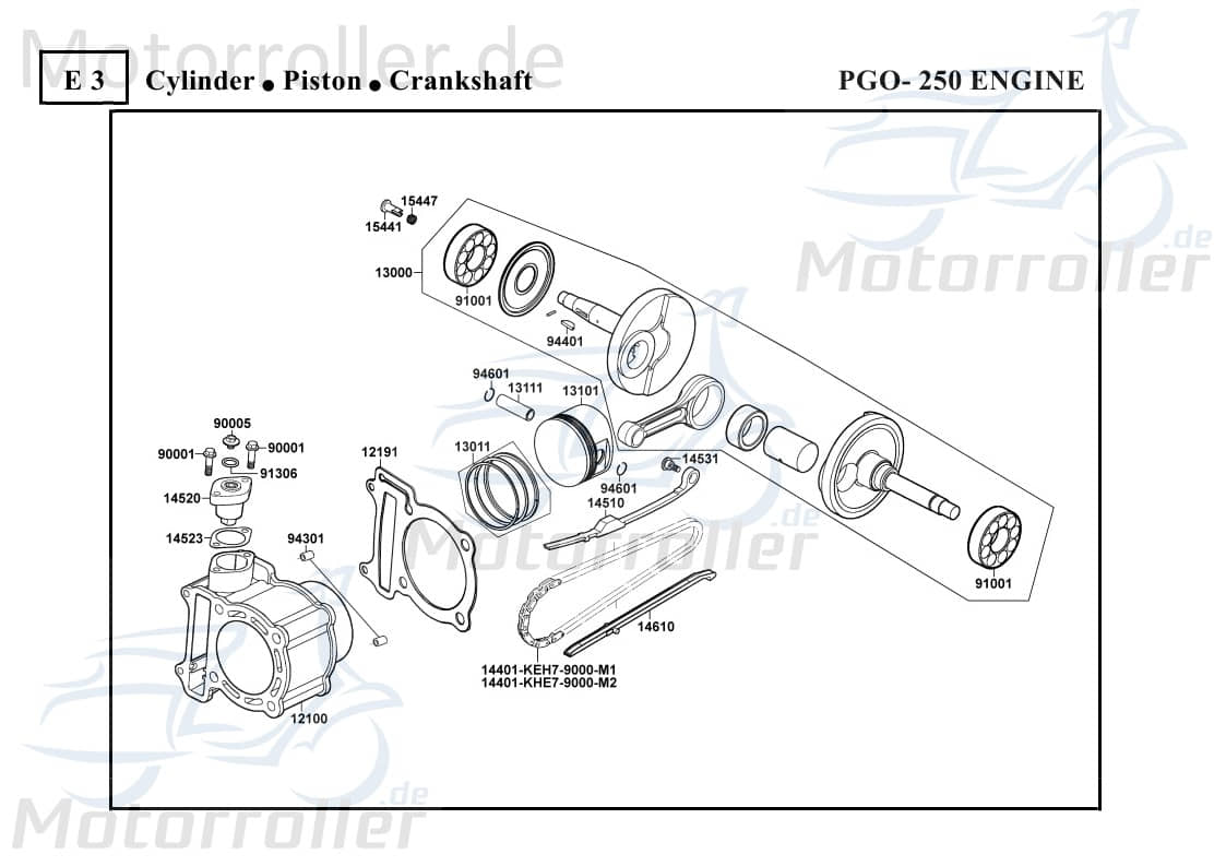 PGO Bugrider 250 Kolbenringe 50ccm 2Takt 13011-KHE7-900.0 Motorroller.de Kolbenringsatz Verdichtungsringe Kolben-Ring Kompressionsringe Buggy Service