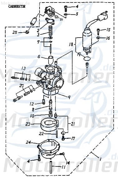 Mikuni Vergaser VM16 HD45 25km/h 50ccm 2Takt 16100-116-00A Motorroller.de Schwimmer-Vergaser Carburetor Carburateur Benzin-Vergaser Vergaseranlage