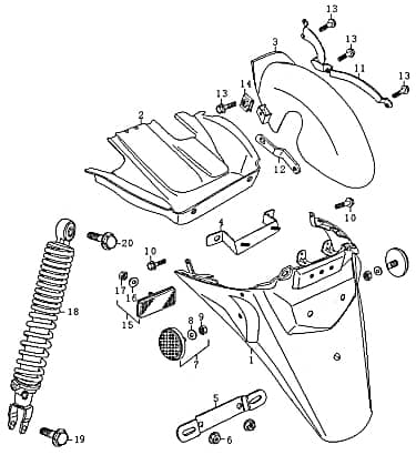 Schutzblech schwarz Heckpartie Stossdämpfer 89786