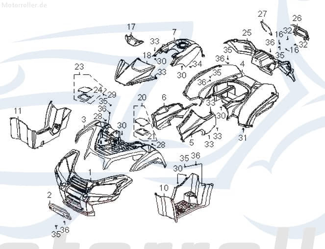 Verkleidung hinten vorn Quad ATV 675ccm 57820-JOW-00