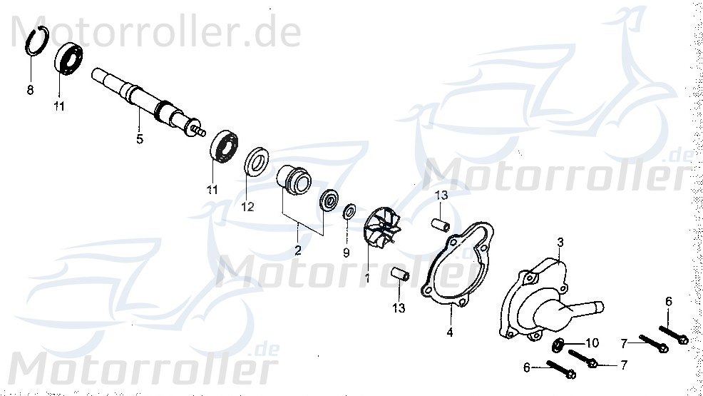 Achse Kühlwasserpumpe Radbolzen Tongjian 172MM-102