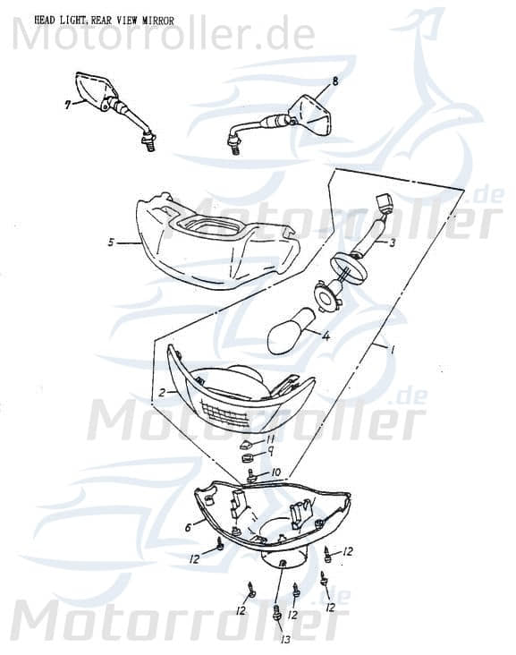 Adly Scheinwerferverkleidung mitte blau JET 50 50ccm 2Takt Motorroller.de Scheinwerfer-Verkleidung Lenker-Verkleidung Scheinwerferabdeckung Scooter