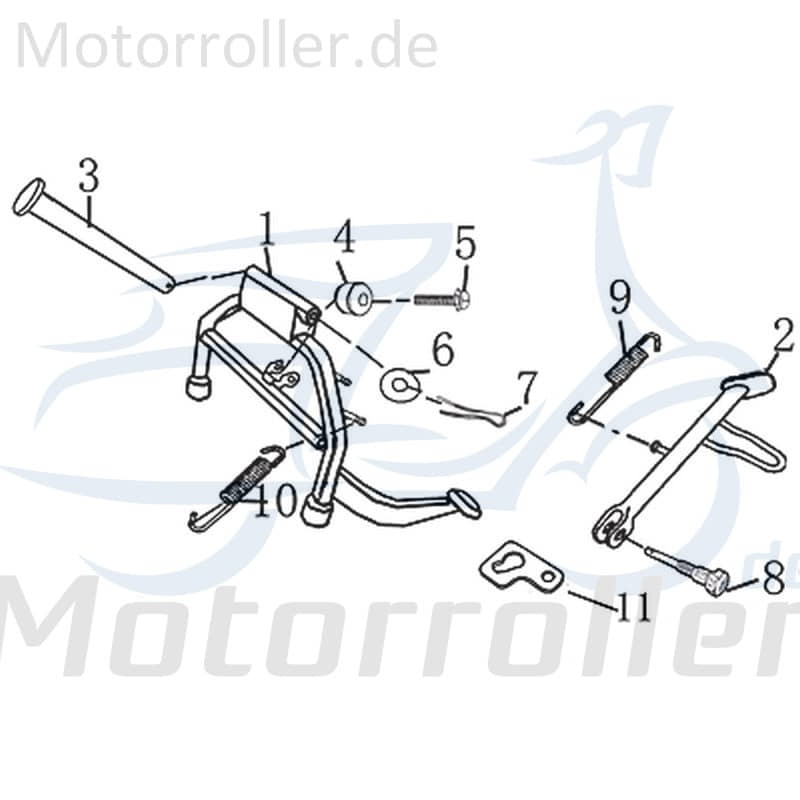 Kreidler Martinique 125 Seitenständer 125ccm 4Takt 702606 Motorroller.de Roller-Ständer Rollerständer Seiten-Ständer Nebenständer Neben-Ständer