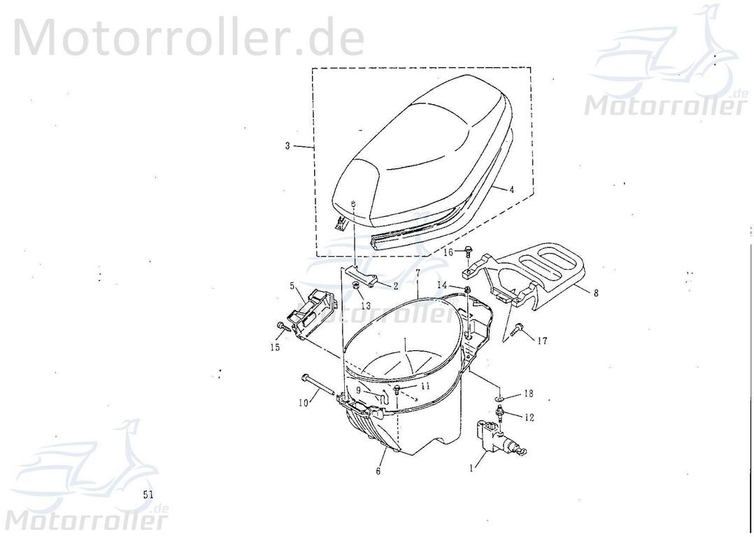 SMC Kontra B 50 Sitzbank Sattel 50ccm 2Takt 52730-NAF-00 Motorroller.de Doppelsitzbank Fahrersitz Sitz-Bank Einzelsitz Einzelsitzbank Mokick Service