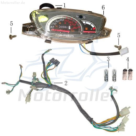 Kabelbaum Tacho Tachometer AGM Stromverteiler 50ccm 4Takt Motorroller.de Kabelbaumverteiler Kabelsatz Kabel-Baum 139QMB Scooter Ersatzteil Service