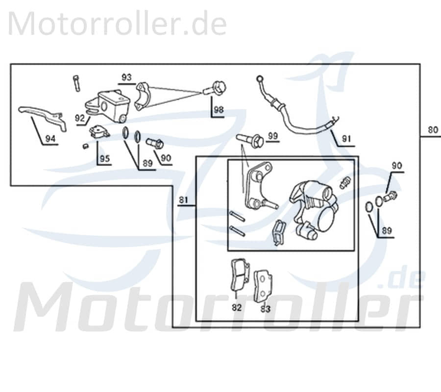 Kreidler Florett 2.0 50 City Halbschelle 50ccm 2Takt 45502-LF-9000 Motorroller.de schwarz Bremsgeberzylinder Minarelli liegend ZNEN Mokick Service