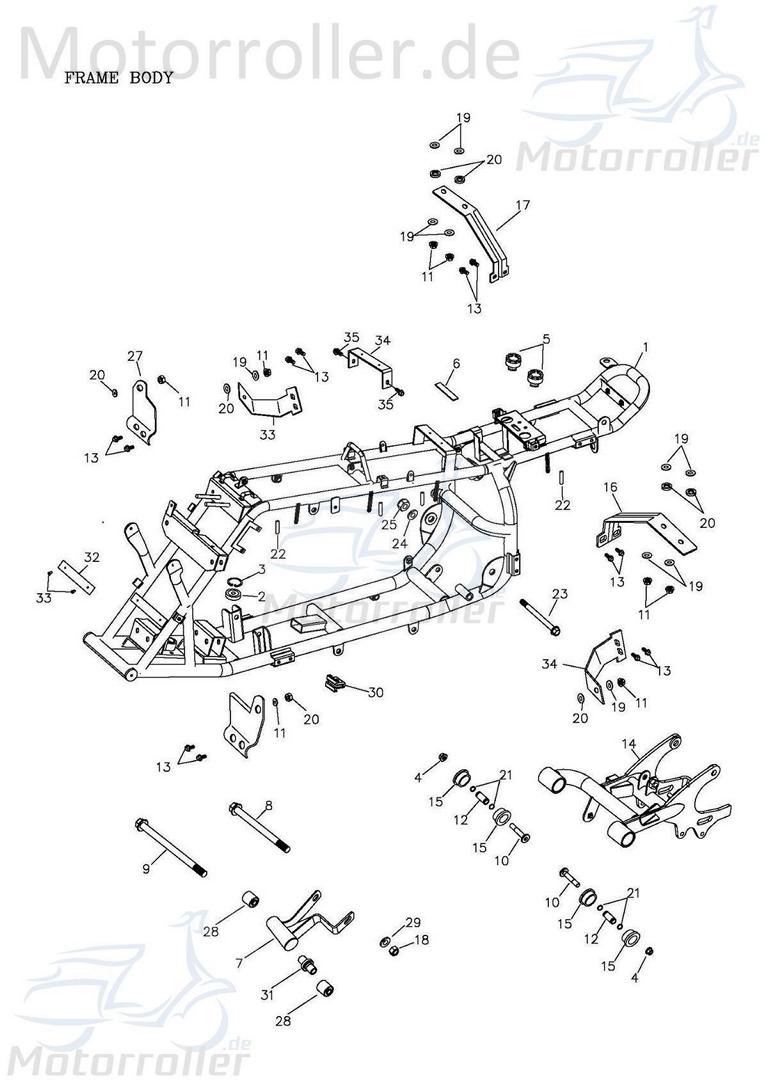 Sechskantbundschraube M10x158mm Adly GK 125 125ccm 4Takt Motorroller.de Sechskantschraube Flanschschraube Sechskantflanschschraube 100ccm-2Takt Buggy