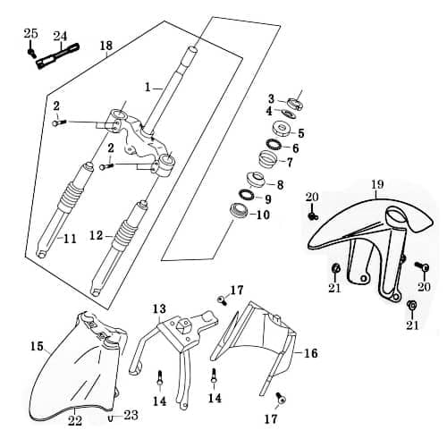 Vorderradgabel komplett Telegabel Motorroller Rex 86415