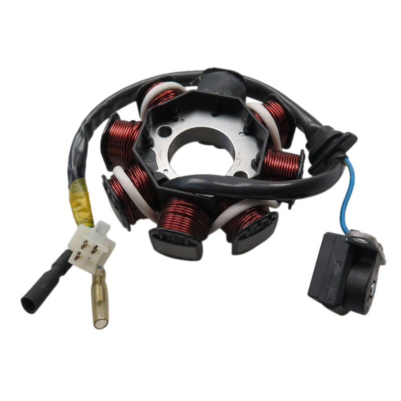 PGO Lichtmaschine Stecker 3-polig 2x1-polig 125ccm 4Takt Motorroller.de Stator Ankerplatte Anker-Platte Stromerzeuger Strom-Generator Licht-Maschine