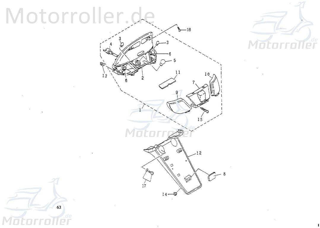 Rücklicht ab BJ 1997 Rex RS450 Rückleuchte 25 50ccm 4Takt Motorroller.de Rückstrahler Rück-Leuchte Rückleuchteneinheit Rückleuchten-Einheit Scooter