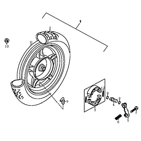 Rex SC 125 Hinterrad komplett hinten 125ccm 4Takt 81940 Motorroller.de Hinterrad-Felge Hinterradfelge Hinter-Rad Heck-Rad 125ccm-4Takt Scooter Service