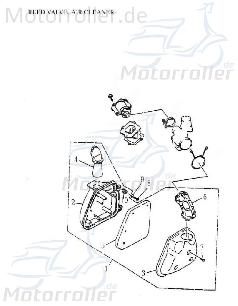 Adly Luftfilterkasten 3-Loch Blizzard GTA 50 50ccm 2Takt Motorroller.de Luft-Filter Luftfiltergehäuse Luftfiltermatte Luftfilter-Kasten komplett