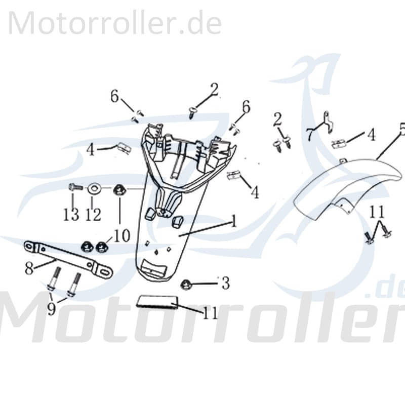 Kreidler Martinique 125 Kotflügel 125ccm 4Takt 1010613 Motorroller.de Spritzschutz Schutzblech Schutz-Blech Radabdeckung Innenkotflügel Radlauf