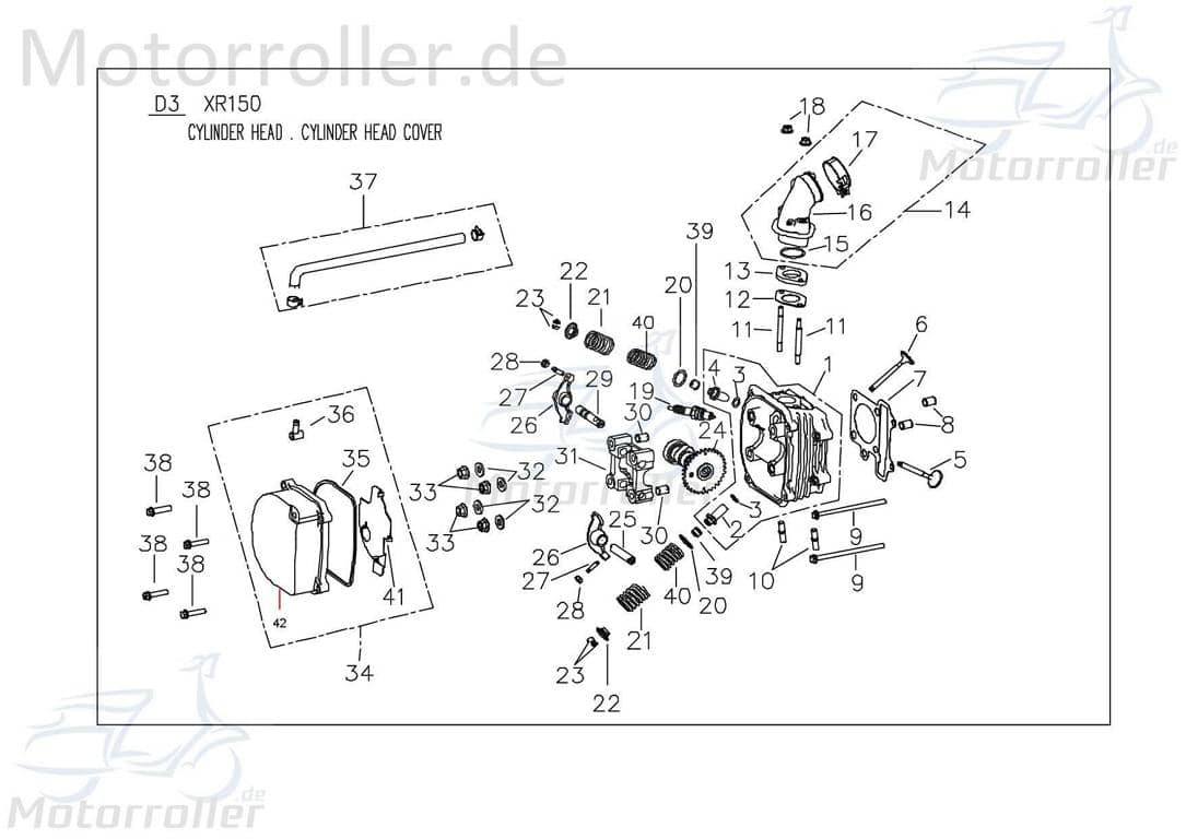 PGO Ventilabdeckung Ventildeckel 125ccm Quad ATV 150ccm 4Takt Motorroller.de Ventildeckel Zylinderkopf Ventile Zylinderkopfdeckel PGO 125ccm-4Takt UTV