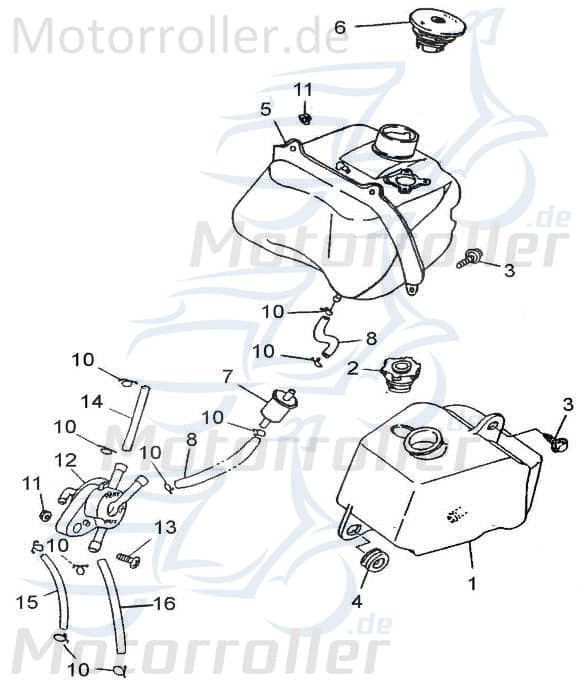 Adly Panther 50 Benzintank Roller 50ccm 2Takt 17500-159-000 Motorroller.de Benzin-Tank Kraftstoff-Tank Benzin-Behälter Benzinbehälter Scooter Service
