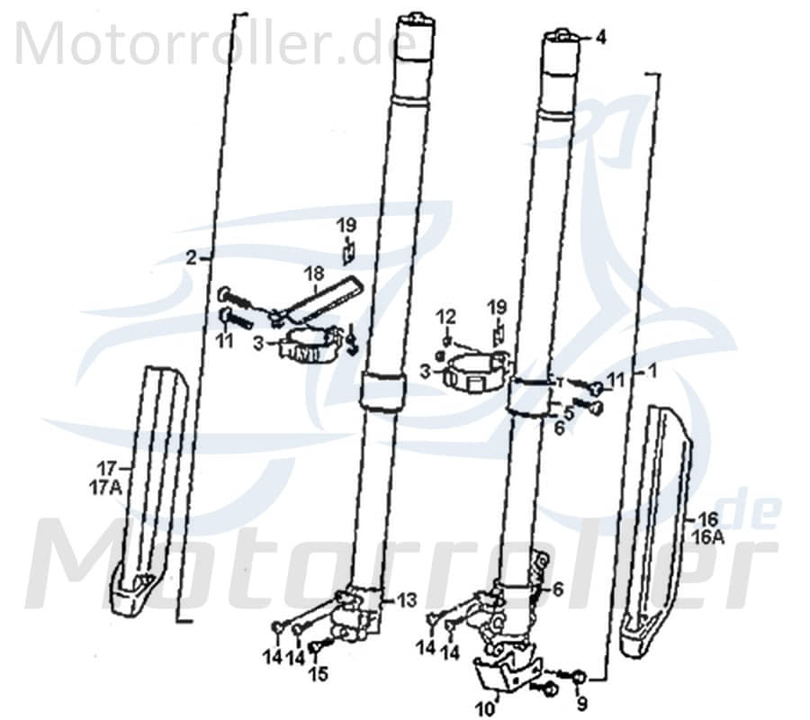Kreidler Supermoto 125 DD Dekor Gabelholmverkleidung links 89411 Motorroller.de Aufkleber Sticker Stoßdämpfer
