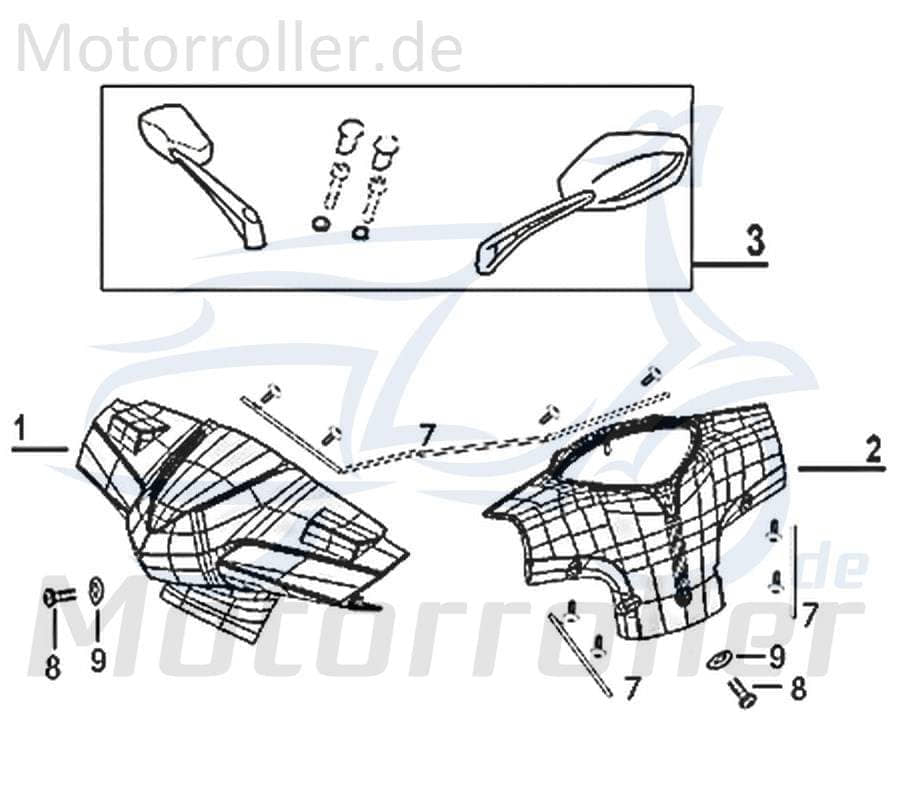Kreidler Galactica 3.0 RS 50 Lenkerverkleidung vorne gelb Frontschürze Frontmaske 741614 Motorroller.de Frontverkleidung Lenkerabdeckung Front-Cover