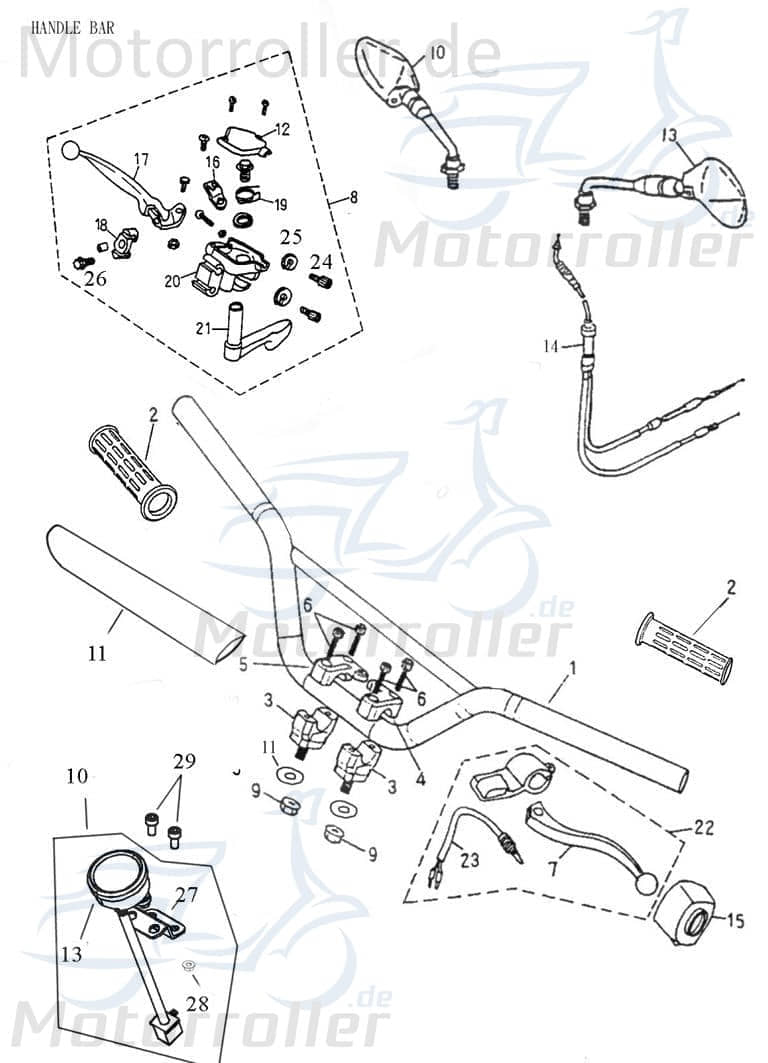Adly Halter Lenker links ATV 50 II Utility XXL AC 53102-145-00A Motorroller.de Halterung Haltebügel Halteblech Lenkerhalter Quad