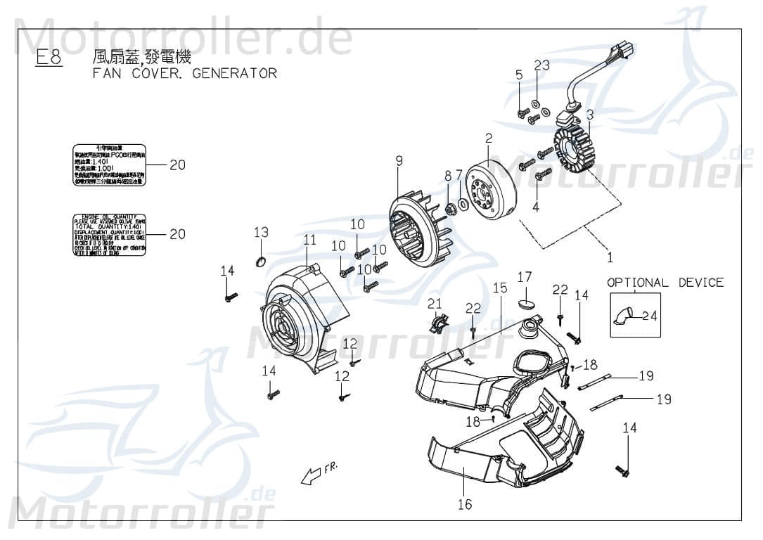 PGO Bugrider 200 Kühlerhaube Kühlerabdeckung C70422100000 Motorroller.de G-Max 220 XL-Rider 200 Zylinderverkleidung Ersatzteil Service