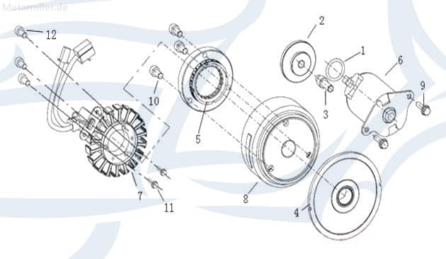 Generic Zion 125 Anlasserfreilauf 125ccm 4Takt 2491050000 Motorroller.de Anlasser-Freilauf Starterkupplung Elektrostartfreilauf E-Starterfreilauf