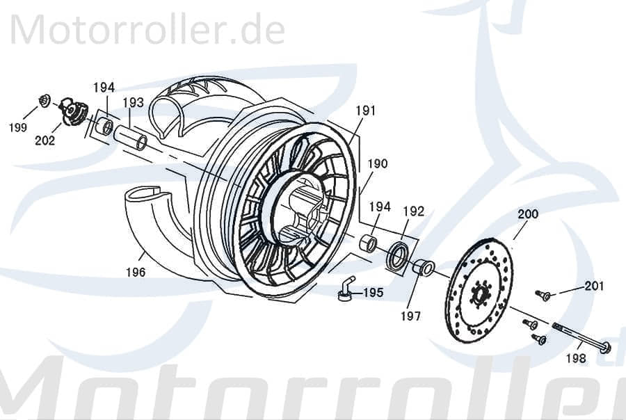 Aprilia Amico Distanzbuchse vorn 50ccm 2Takt 44620-ALA6-9000 Motorroller.de Radlager Hülse Distanzhülse Distanzring Distanz-Hülse Passhülse Passbuchse