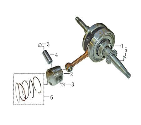 Rex RS750 Kolbenantriebswelle 50ccm 4Takt Kurbelwelle Motorroller.de Motorwelle 139QMB JSD50QT-13 50cc 4T 139QMA Crankshaft Kurbel-Welle