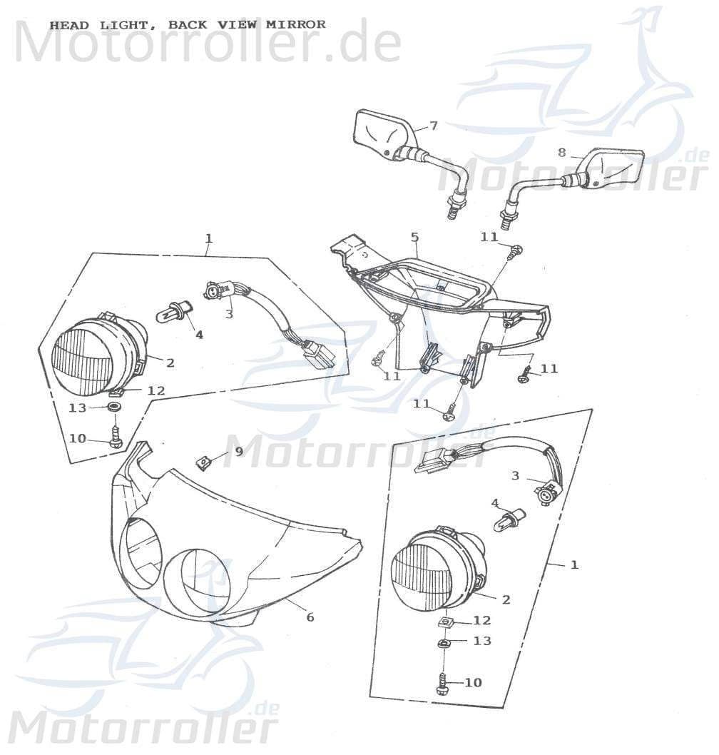 Scheinwerferverkleidung, schwarz 64211-107-000-S